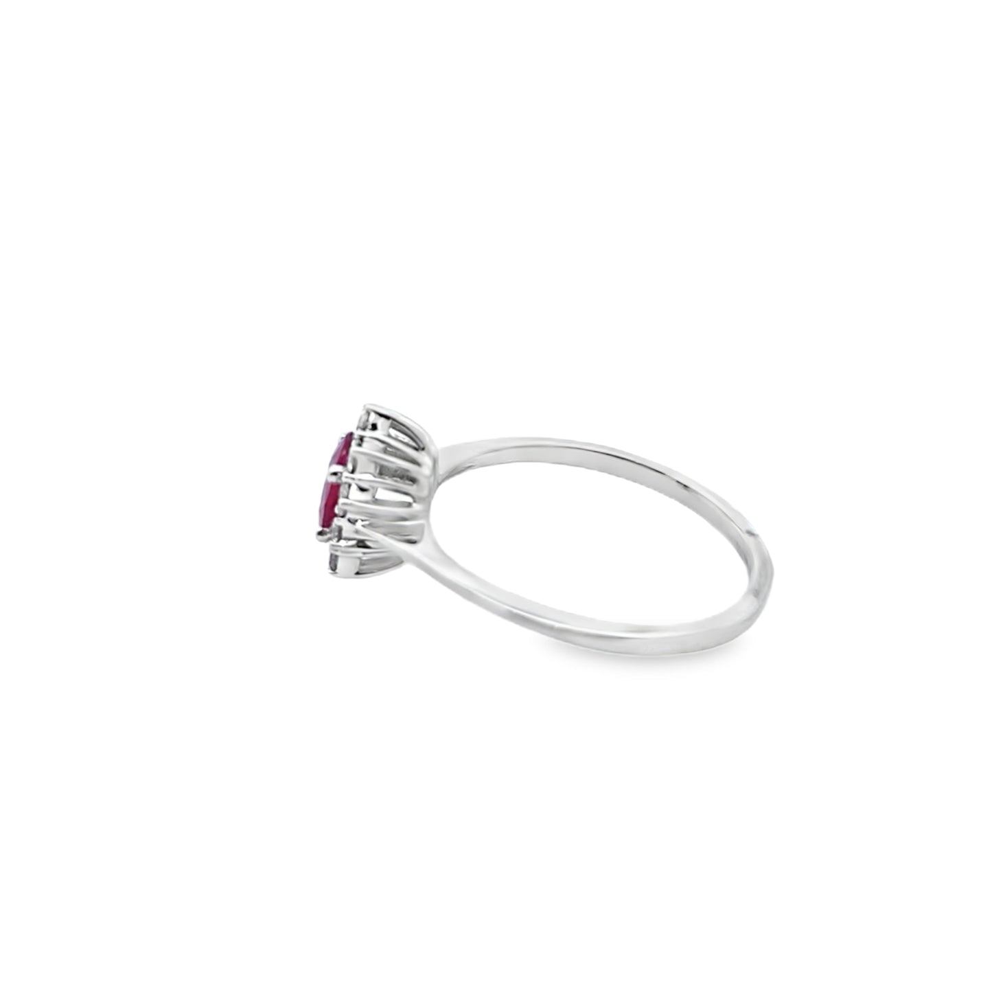 10K White Gold Oval Ruby & Diamond Ring 0.25 ctw