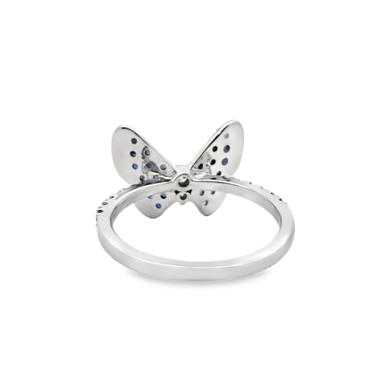 Butterfly Ring 0.33 ctw Diamond Natural Sapphire 10K White Gold