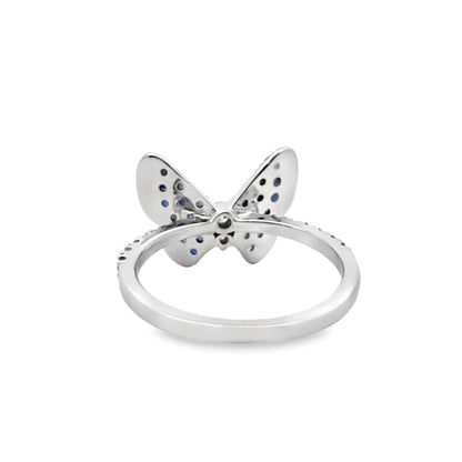 Butterfly Ring 0.33 ctw Diamond Natural Sapphire 10K White Gold