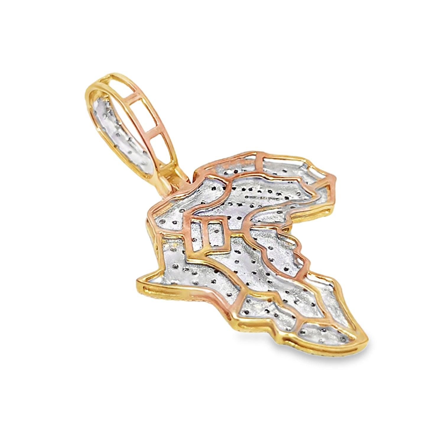 10k Yellow Gold Diamond Africa Map Pendant 5/8 ctw