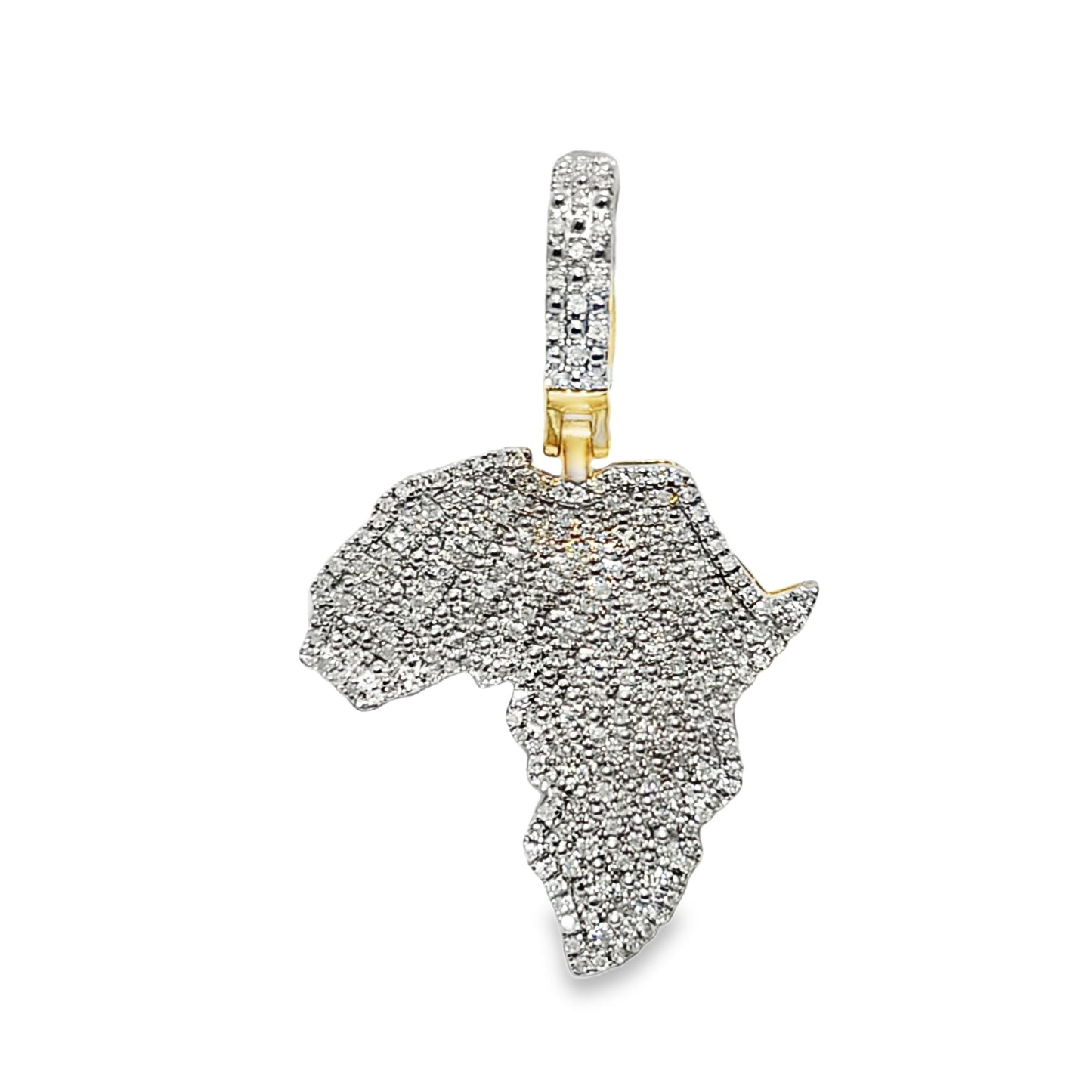 10k Yellow Gold Diamond Africa Map Pendant 5/8 ctw