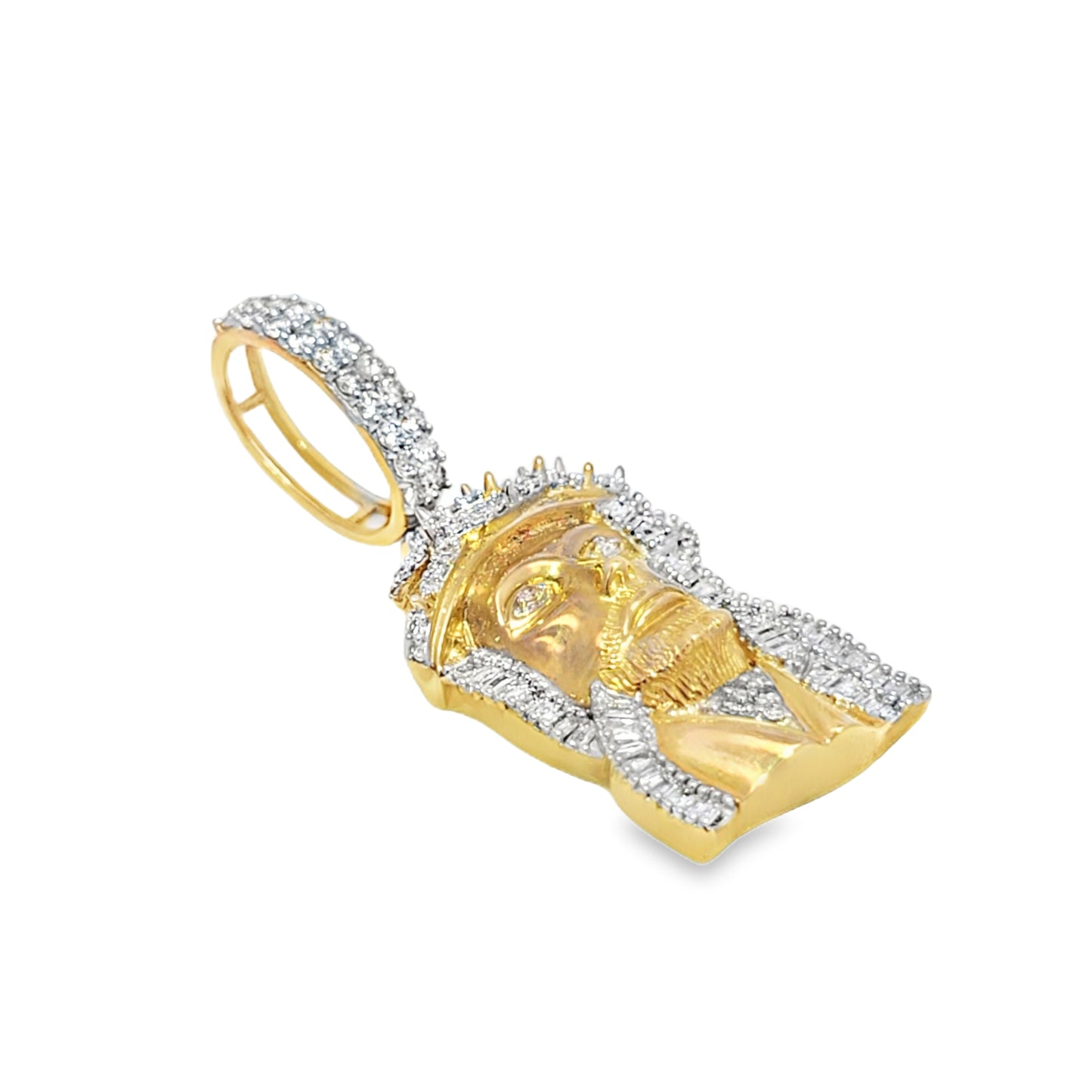 10K Yellow Gold 0.75 ctw Diamond Jesus Head Pendant | Faith & Luxury Statement Piece | Jewelry Palace