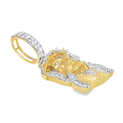 10K Yellow Gold 0.75 ctw Diamond Jesus Head Pendant | Faith & Luxury Statement Piece | Jewelry Palace