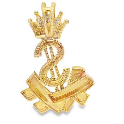10k Yellow Gold Diamond Money Dollar Sign Pendant 3/4 ctw