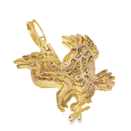 10k Yellow Gold Diamond Eagle Pendant 7/8 ctw