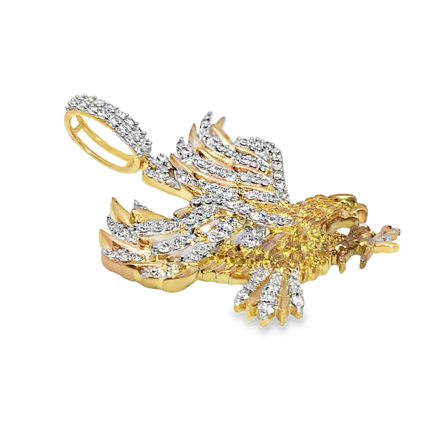 10k Yellow Gold Diamond Eagle Pendant 7/8 ctw