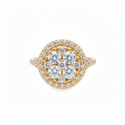 10K Yellow Gold Round Cut Diamond Halo Cluster Ring 2.02 ctw | Elegant Bridal & Fashion Jewelry – Jewelry Palace Lithonia GA