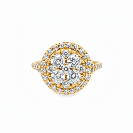 10K Yellow Gold Round Cut Diamond Halo Cluster Ring 2.02 ctw | Elegant Bridal & Fashion Jewelry – Jewelry Palace Lithonia GA
