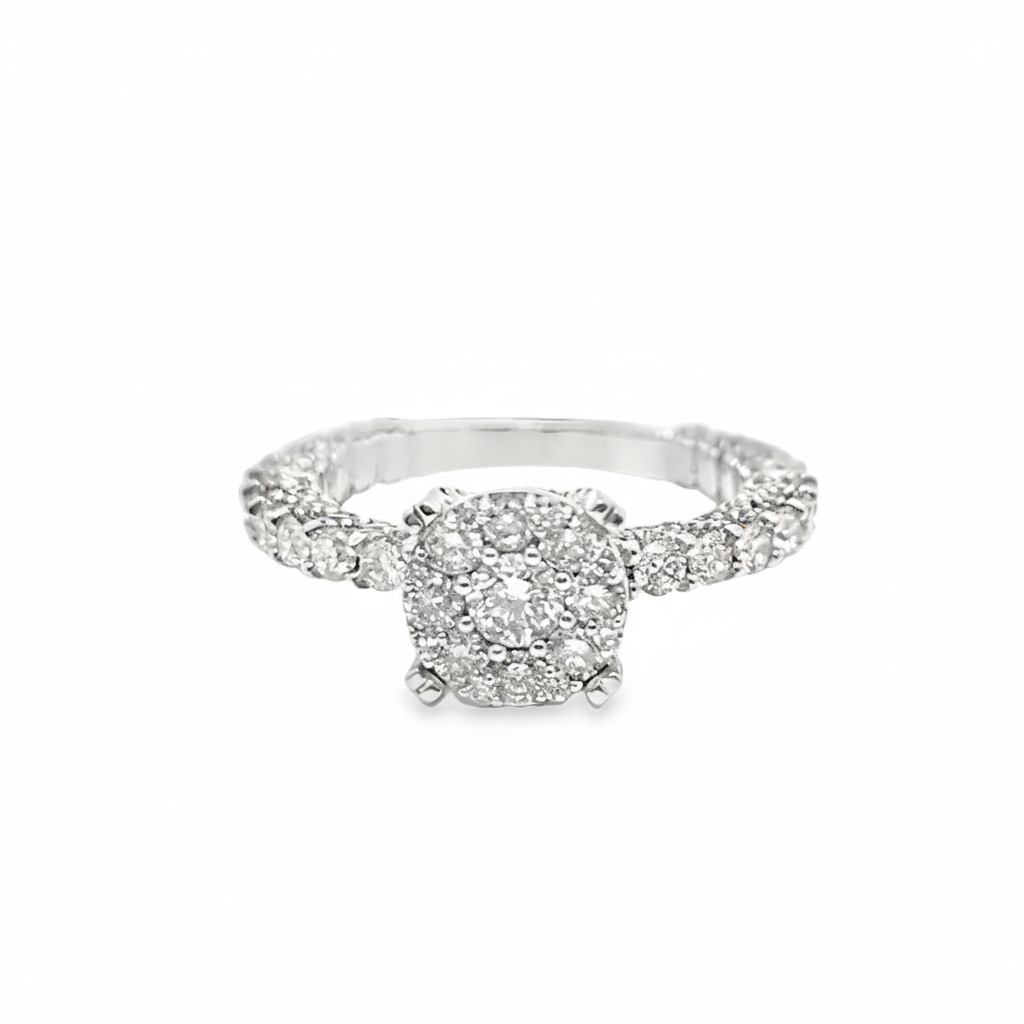 14K White Gold Halo Cluster Diamond Wedding Ring 2.75 ctw | Jewelry Palace Lithonia GA