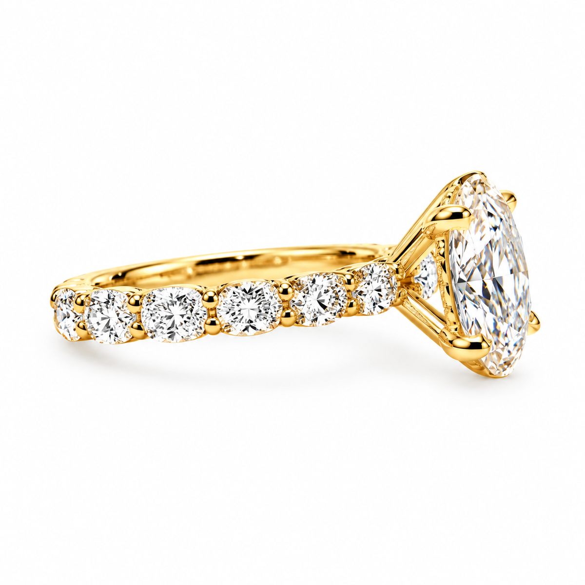 14KT Yellow Gold Oval Lab-Grown Diamond Engagement Ring – 7.20 CTW