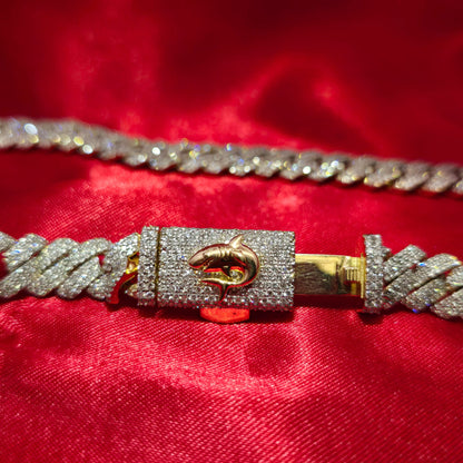 9mm Cuban Link in 10K Gold And Natural VS Diamonds