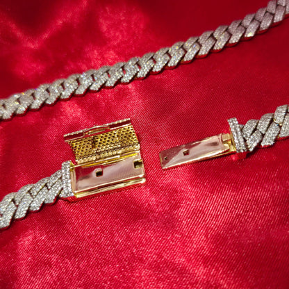 9mm Cuban Link in 10K Gold And Natural VS Diamonds