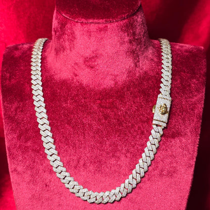9mm Cuban Link in 10K Gold And Natural VS Diamonds