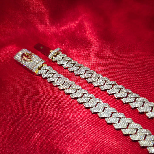9mm Cuban Link in 10K Gold And Natural VS Diamonds
