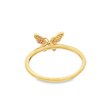 Elegant Butterfly Ring 0.05 ctw Diamond 10K Yellow Gold