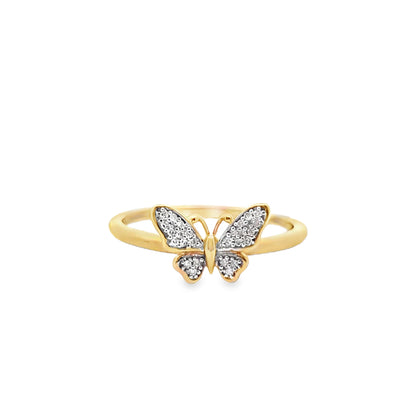 Elegant Butterfly Ring 0.05 ctw Diamond 10K Yellow Gold