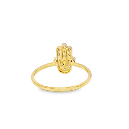 Hamsa Ring 0.13 ctw Diamond 10K Yellow Gold
