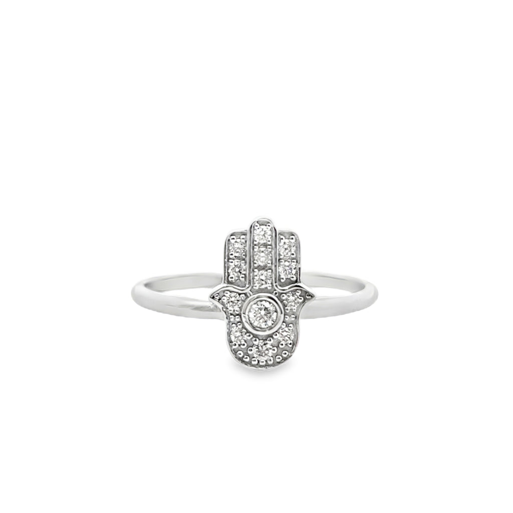 Hamsa Ring 0.13 ctw Diamond 10K Yellow Gold
