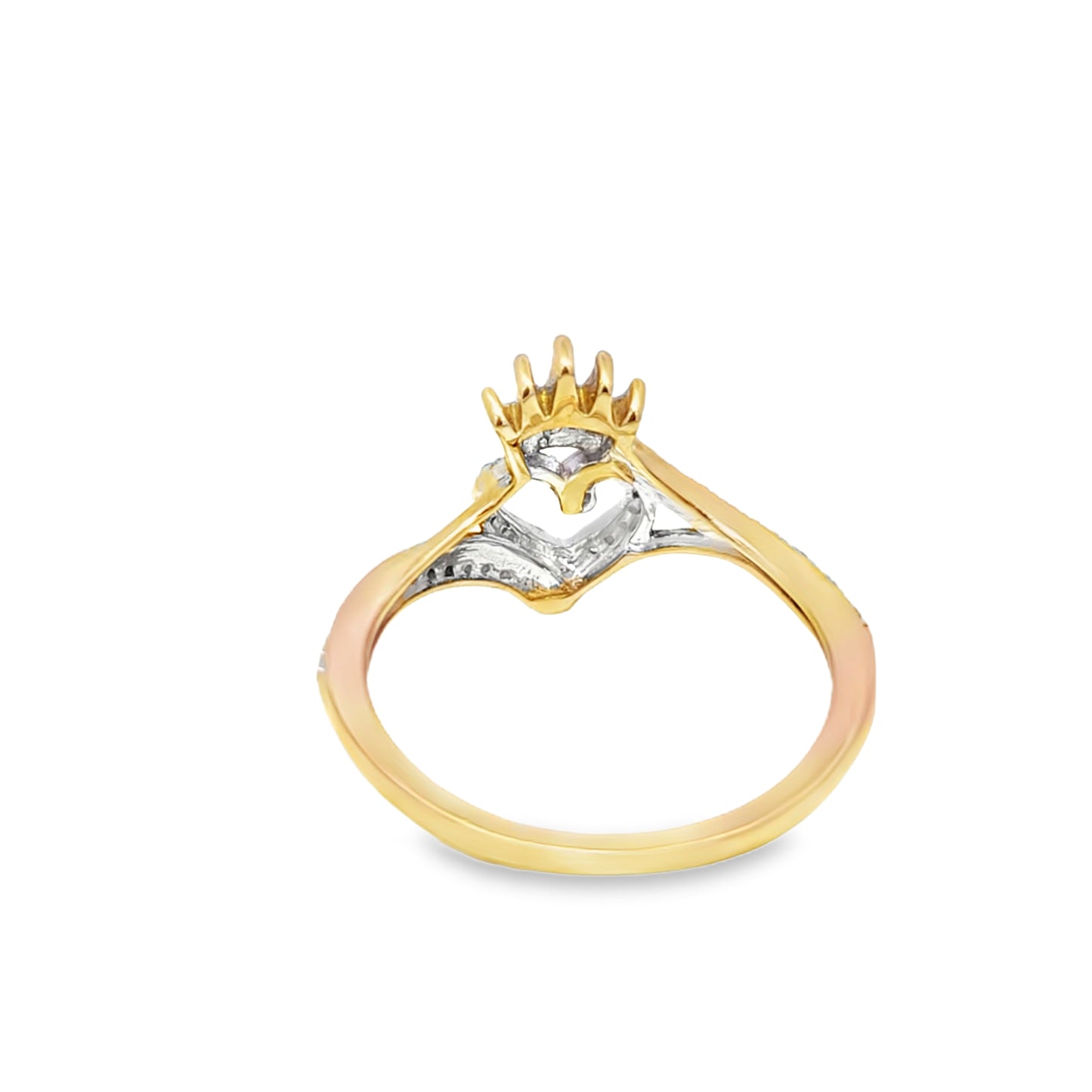 Heart Crown Ring 0.12 ctw Diamond 10K Yellow Gold