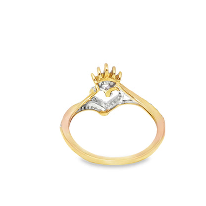 Heart Crown Ring 0.12 ctw Diamond 10K Yellow Gold