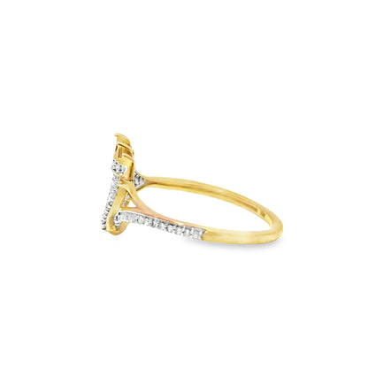 Heart Crown Ring 0.12 ctw Diamond 10K Yellow Gold