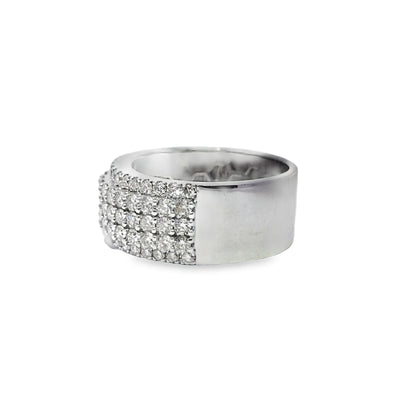Mens Diamond Band 5 Row Stones 2.36 ctw Diamond 10K White Gold