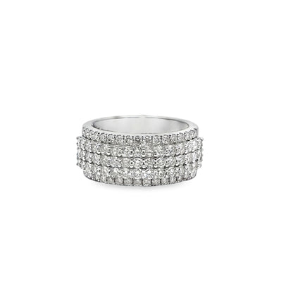 Mens Diamond Band 5 Row Stones 2.36 ctw Diamond 10K White Gold