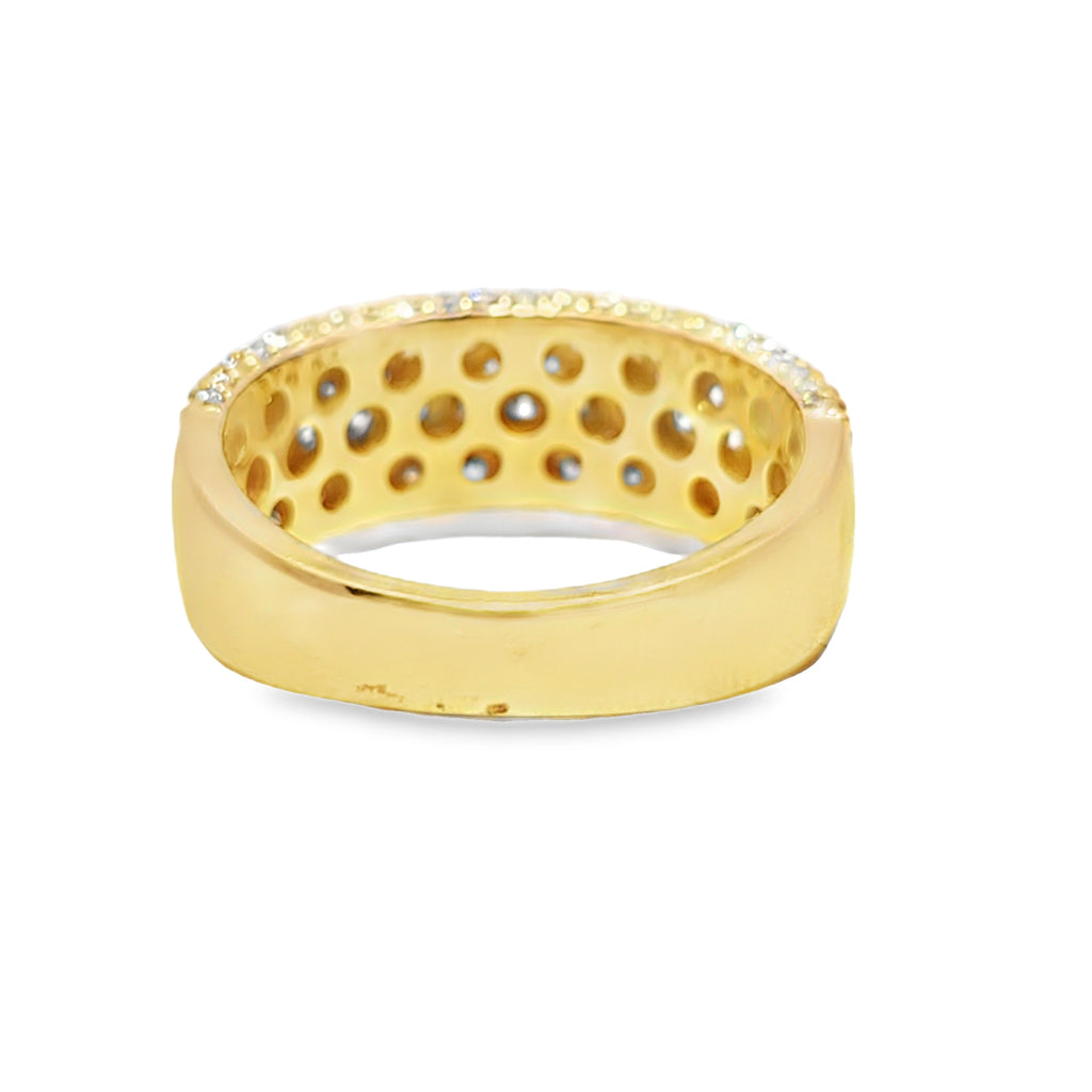 3 Row Pave Set Wedding Band 2.64 ctw Diamond 10K Yellow Gold