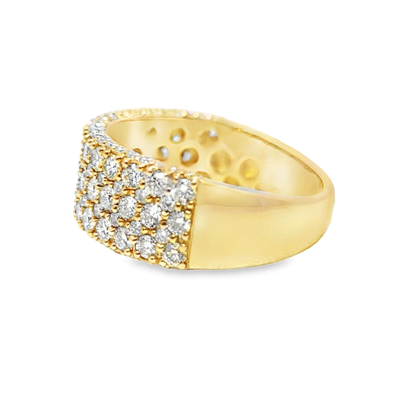 3 Row Pave Set Wedding Band 2.64 ctw Diamond 10K Yellow Gold