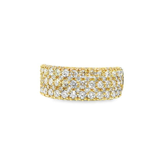 3 Row Pave Set Wedding Band 2.64 ctw Diamond 10K Yellow Gold