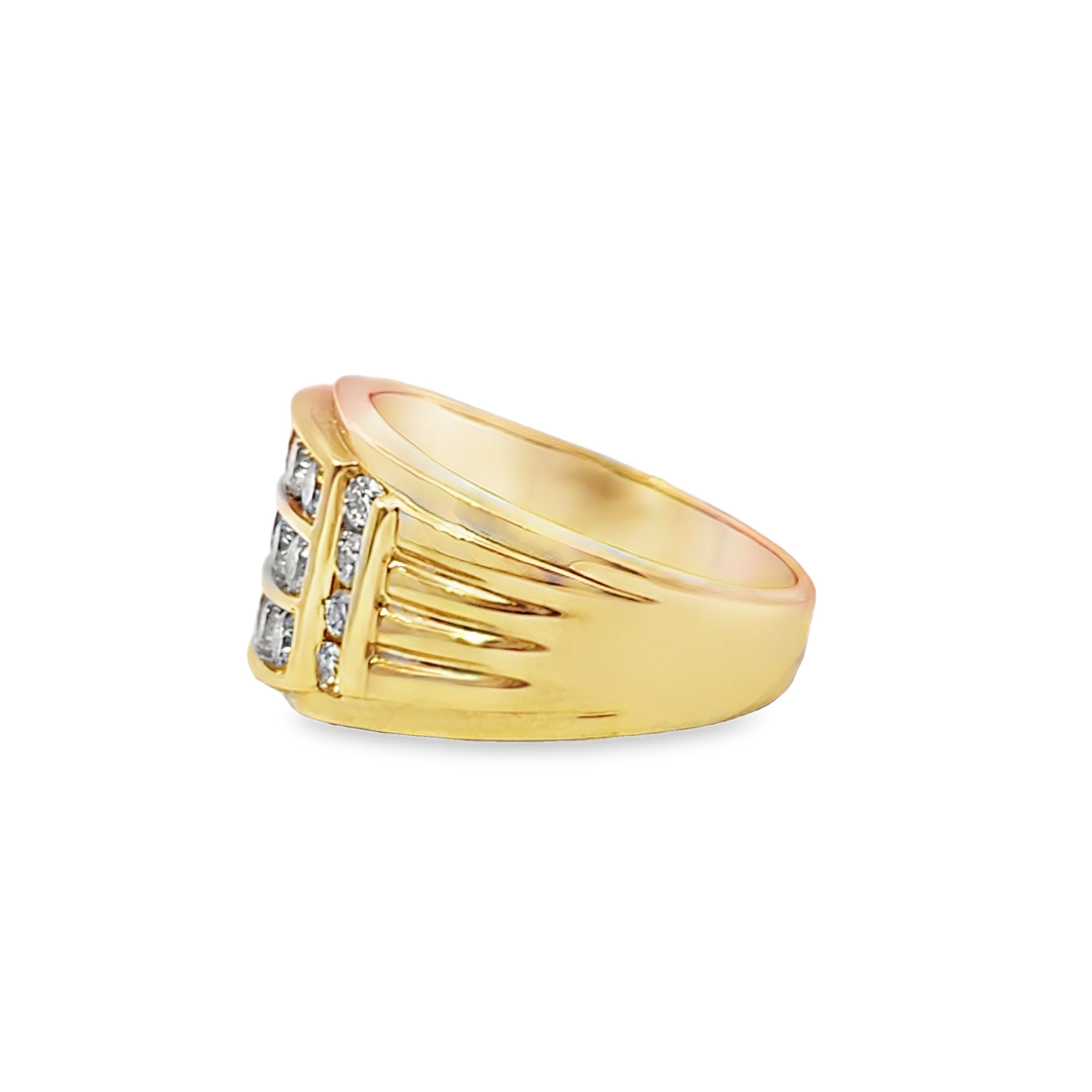 3 Row Bezel Diamond Ring 2.04 ctw 14K Yellow Gold