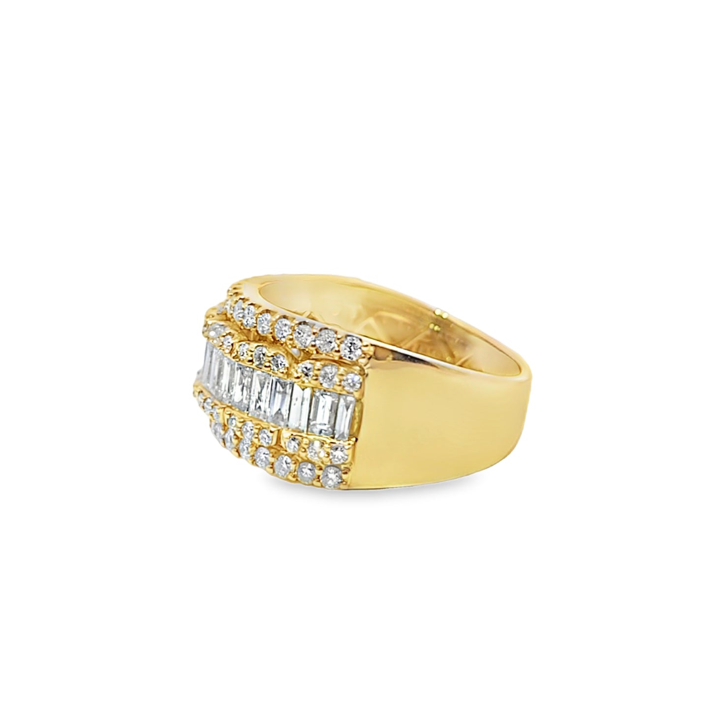 5 Row Mens Diamond Baguette Band 2.00 ctw Diamond 14K Yellow Gold