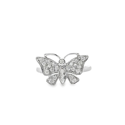 Sophisticated Butterfly Ring 0.27 ctw Diamond 10K White Gold