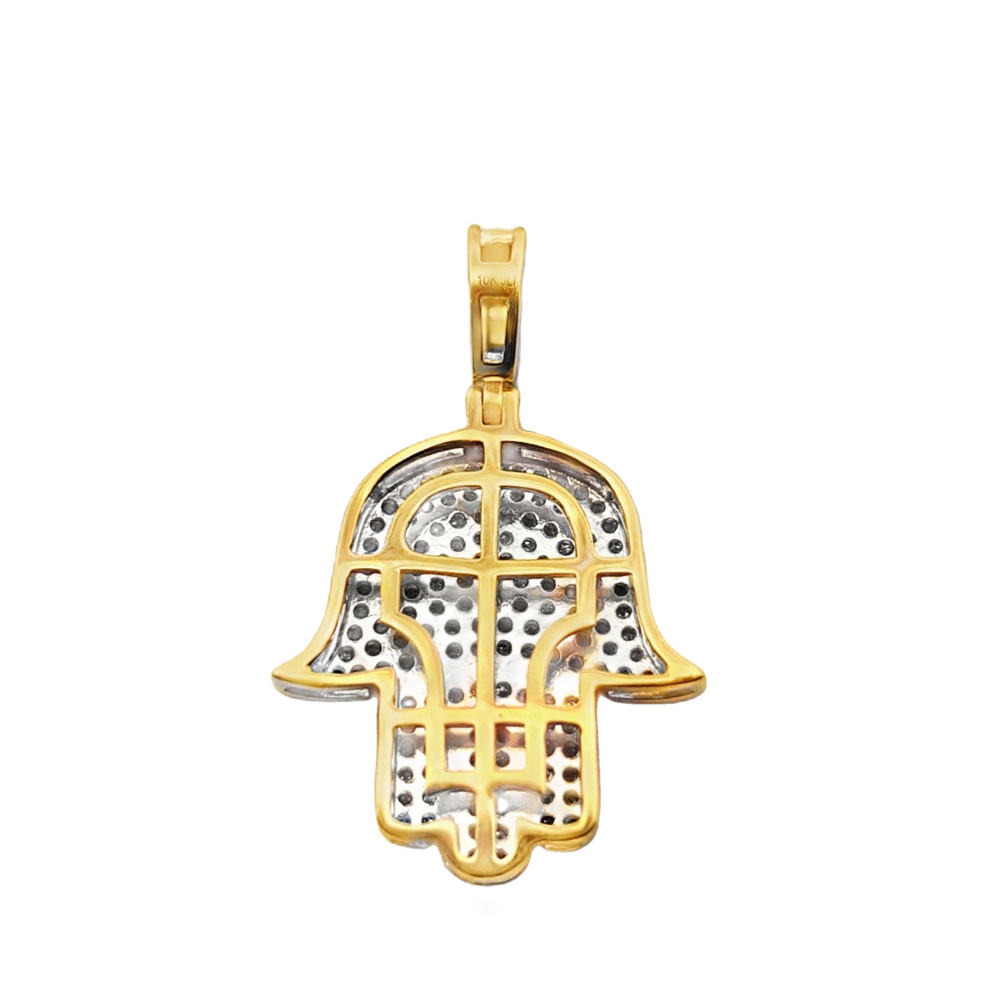 10K Yellow Gold Diamond Hamsa Hand Pendant 0.33 ctw | Unisex Spiritual Protection | Jewelry Palace