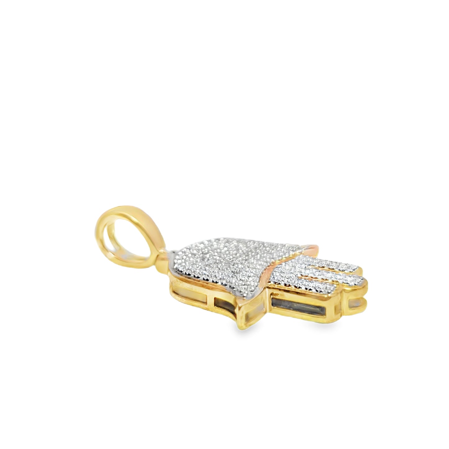 10K Yellow Gold Diamond Hamsa Hand Pendant 0.33 ctw | Unisex Spiritual Protection | Jewelry Palace