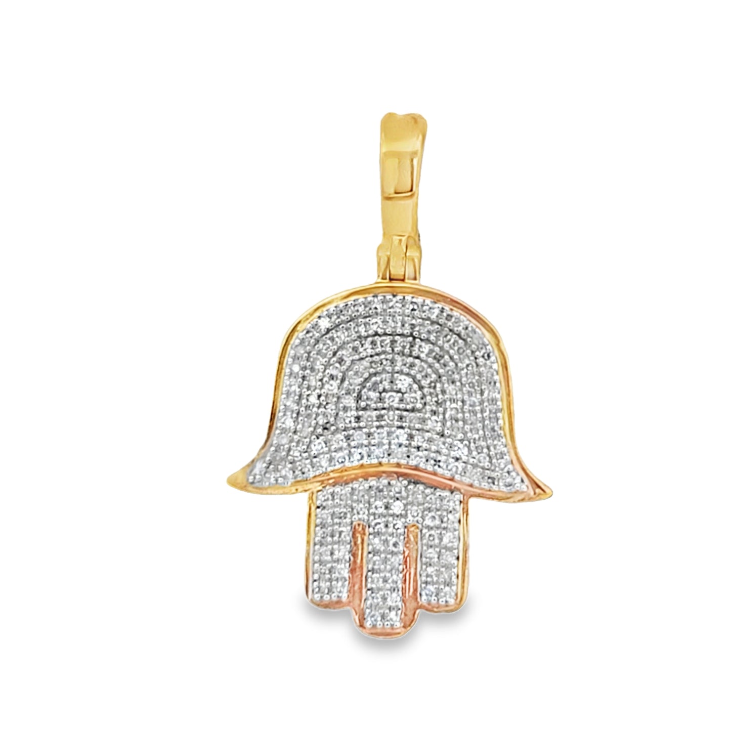 10K Yellow Gold Diamond Hamsa Hand Pendant 0.33 ctw | Unisex Spiritual Protection | Jewelry Palace
