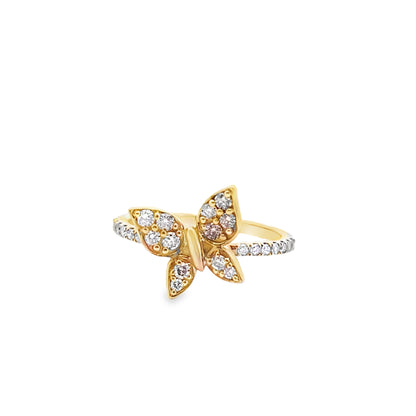 Tileted Butterfly Ring 0.40 ctw Diamond 10K Yellow Gold