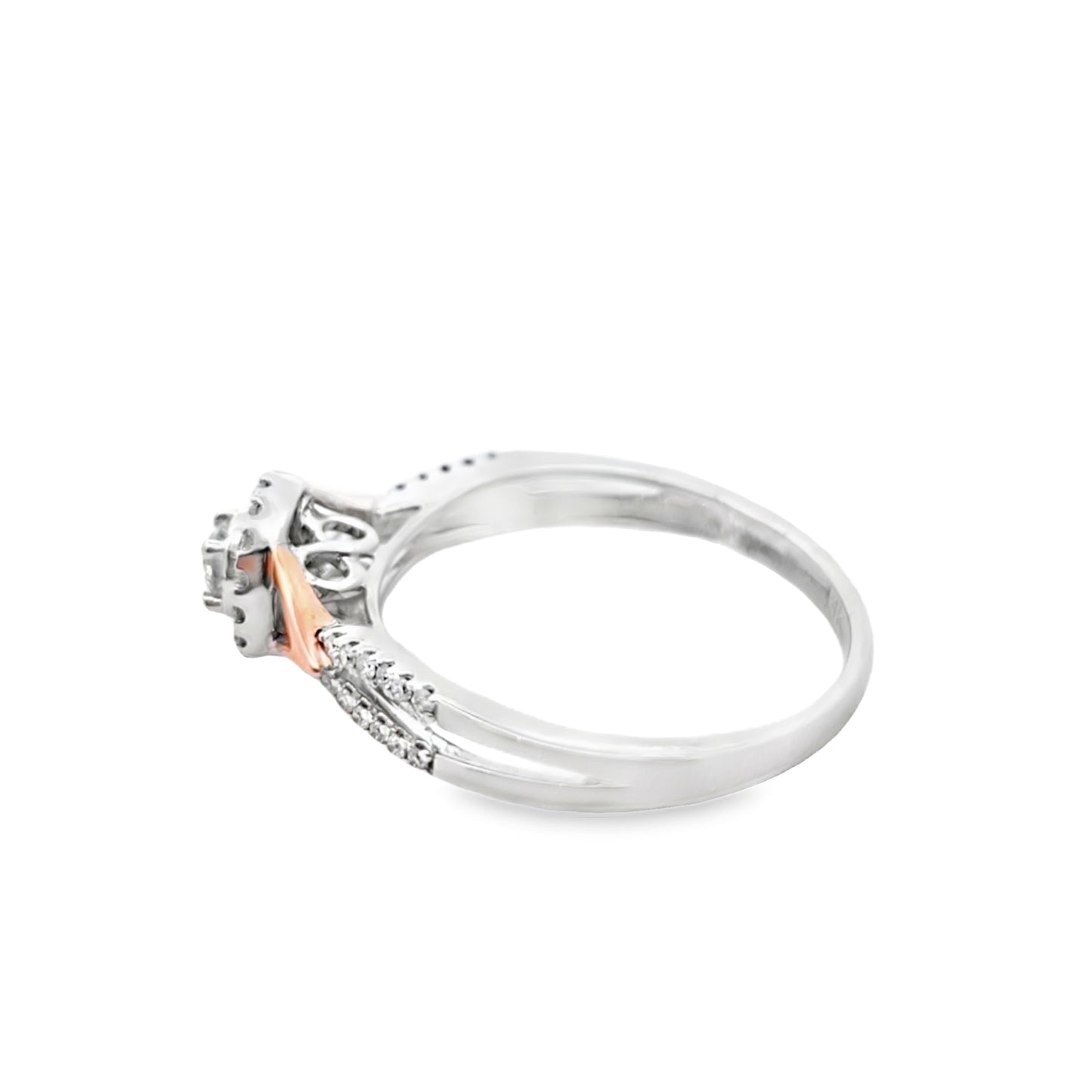 14K White & Rose Gold Round Cut Diamond Ring 0.36 ctw