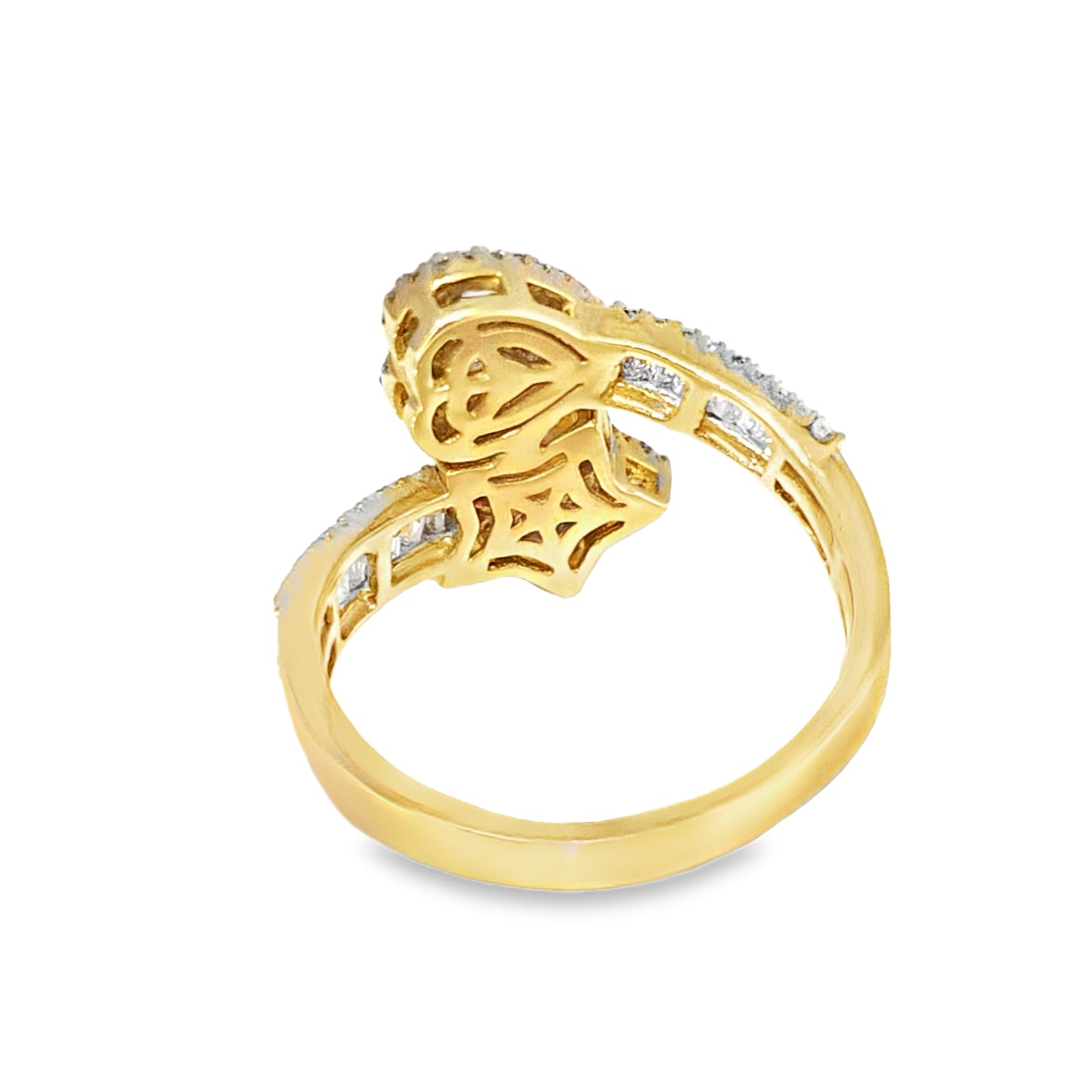 10k Yellow Gold Diamond Star & Heart Crossover Ring 0.75 ctw