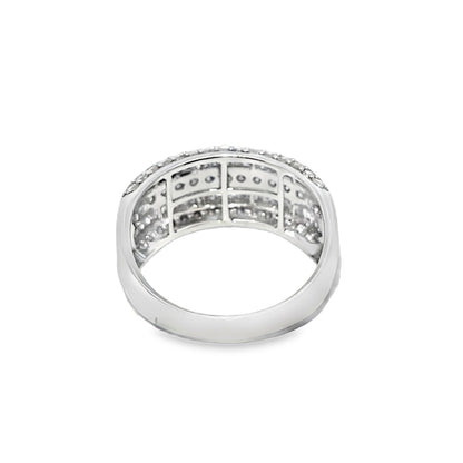 Five-Row Wedding Band Ring 1.52 ctw Diamond 10K White Gold