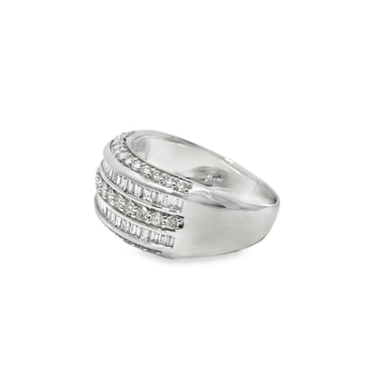 Five-Row Wedding Band Ring 1.52 ctw Diamond 10K White Gold
