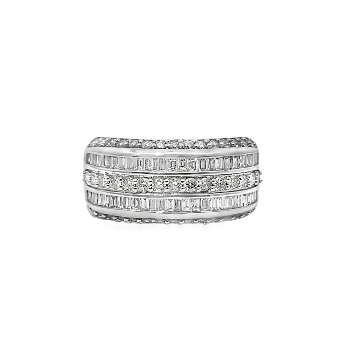 Five-Row Wedding Band Ring 1.52 ctw Diamond 10K White Gold