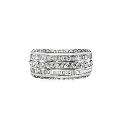 Five-Row Wedding Band Ring 1.52 ctw Diamond 10K White Gold