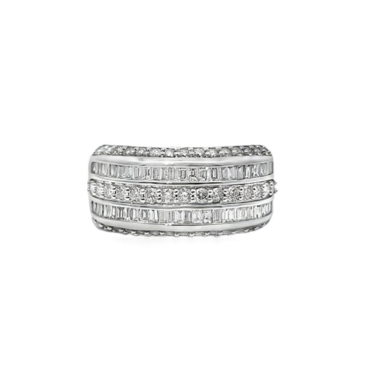 Five-Row Wedding Band Ring 1.52 ctw Diamond 10K White Gold