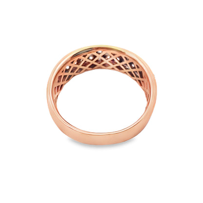 Mens 2 Row Diamond Ring 1.00 ctw 14K Rose Gold | Jewelry Palace