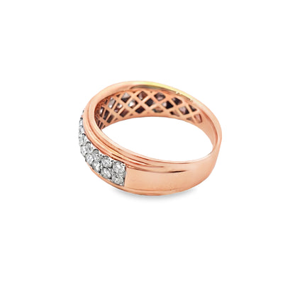 Mens 2 Row Diamond Ring 1.00 ctw 14K Rose Gold | Jewelry Palace
