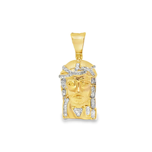 10K Yellow Gold 0.25 ctw Diamond Jesus Head Pendant | Faith & Devotion Jewelry | Jewelry Palace
