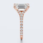 Rose gold profile view of JP-ER-0002 emerald-cut lab-grown diamond engagement ring