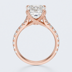 Rose gold rear view of JP-ER-0002 emerald-cut lab-grown diamond engagement ring