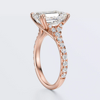 Rose gold side view of JP-ER-0002 emerald-cut lab-grown diamond engagement ring
